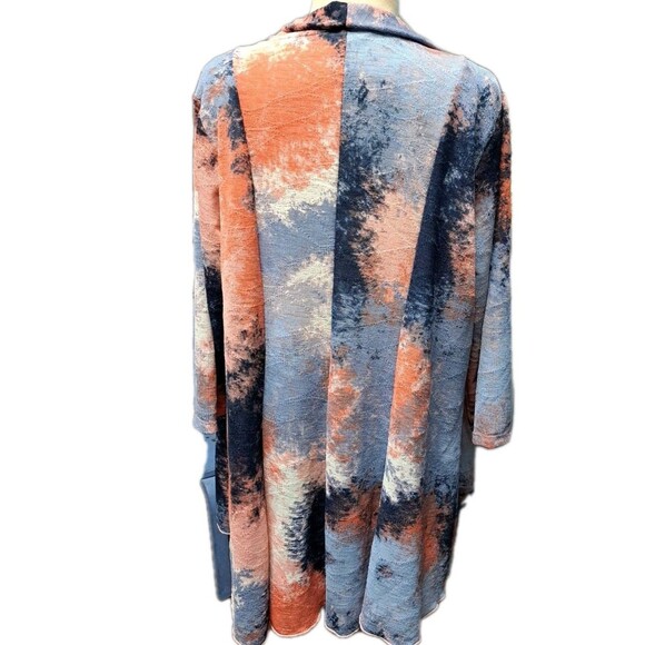 Ali Miles Women's Open Front Cardigan Sweater Size XL Watercolor Artsy Preppy - Picture 3 of 10
